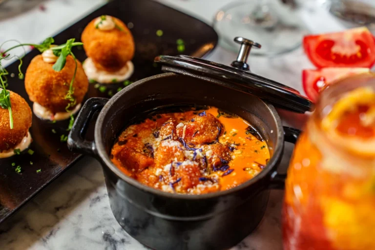 Tomato cream soup with goat cheese